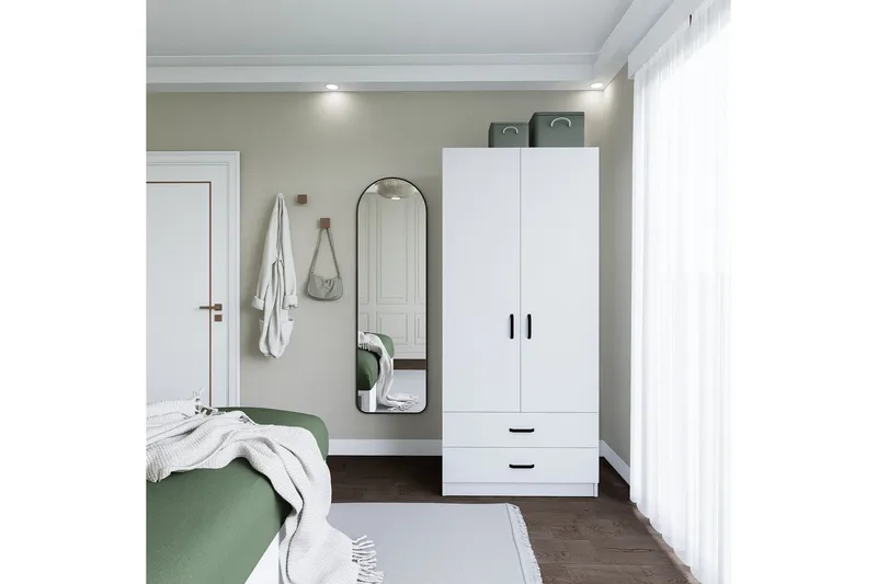 Yaman Garderob 80x182 cm - Mattvit - Förvaring - Sko- & klädförvaring - Garderober & garderobssystem