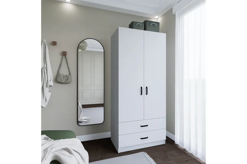 Yaman Garderob 80x182 cm - Mattvit - Förvaring - Sko- & klädförvaring - Garderober & garderobssystem