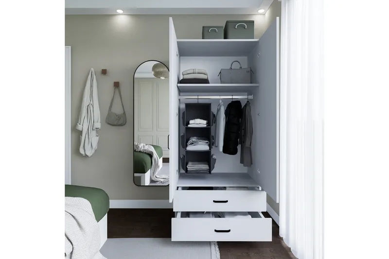 Yaman Garderob 80x182 cm - Mattvit - Förvaring - Sko- & klädförvaring - Garderober & garderobssystem