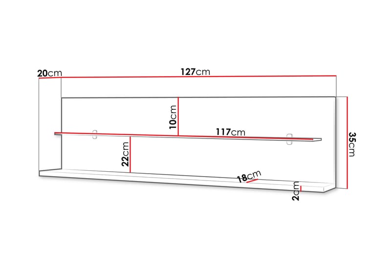Afarin Vägghylla 127 cm - Brun - Förvaring - Köksförvaring - Kökshylla