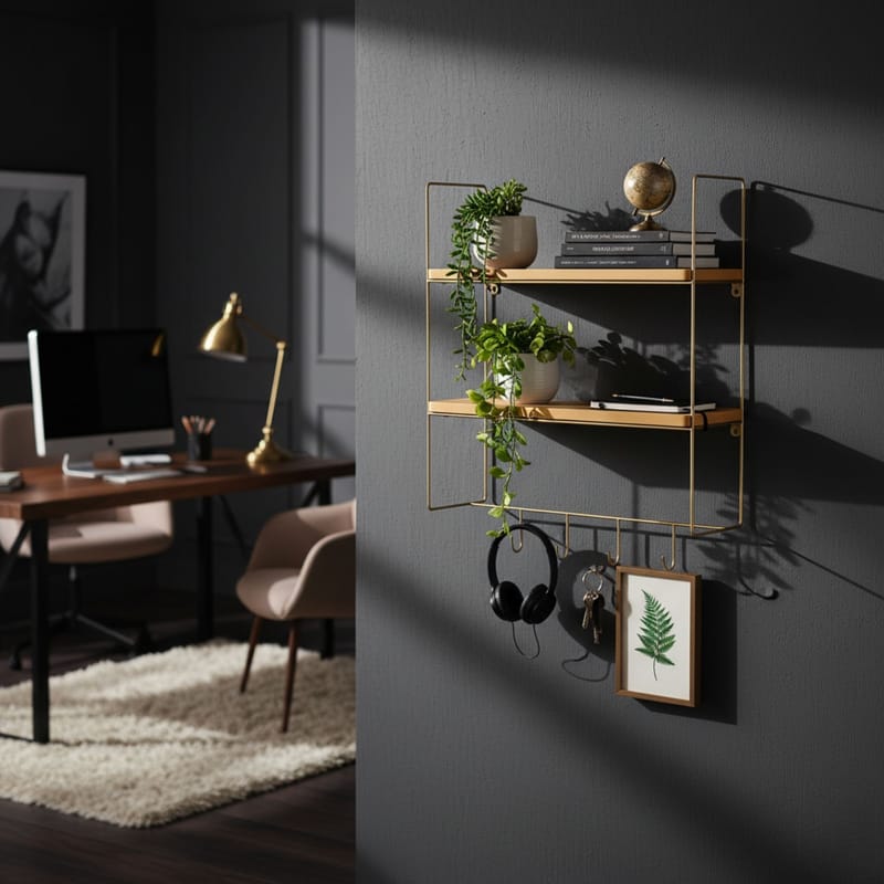 Alvorn Vägghylla 58x42 cm - Guld Och Natur - Förvaring - Köksförvaring - Kökshylla