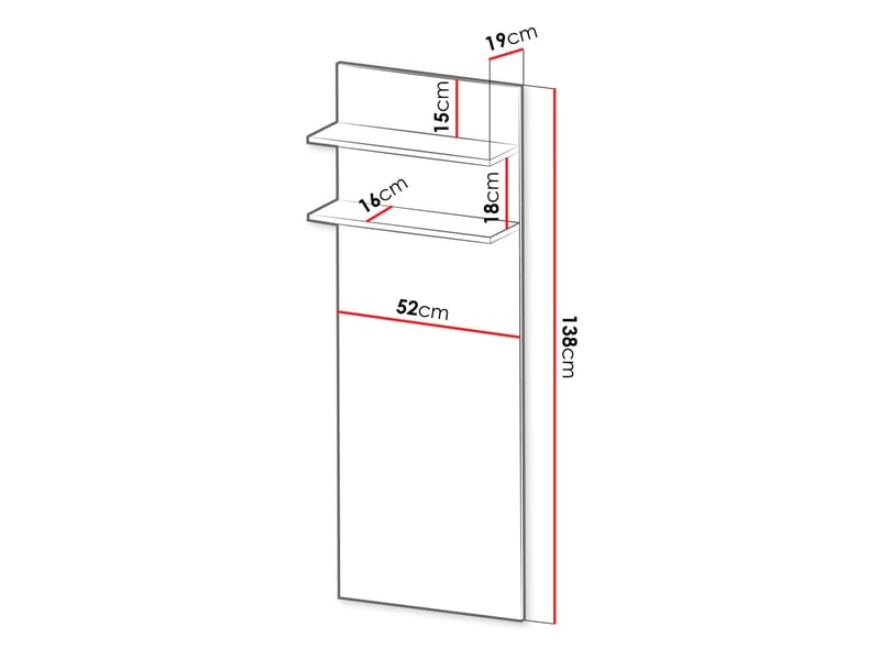 Fiorea Vägghylla 52x138 cm - Brun och grå - Förvaring - Köksförvaring - Kökshylla