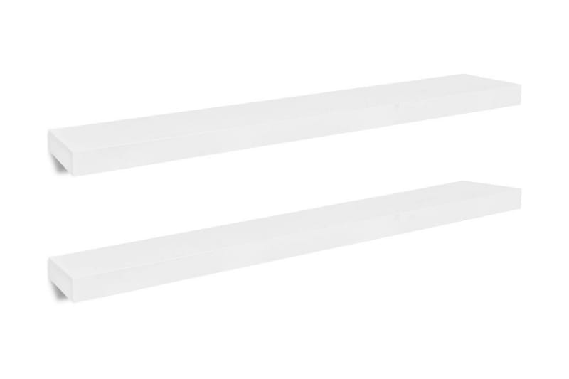 2 Flytande vägghyllor i MDF 100x20x3,8 cm vit - Vit - Kökshylla - Vägghylla