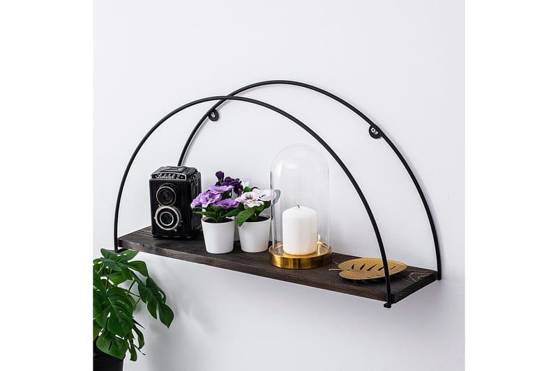 Achene Vägghylla 60x15 cm Hylla - Svart/Mörkbrun - Förvaring - Köksförvaring - Kökshylla