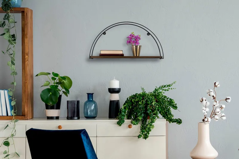 Achene Vägghylla 60x15 cm Hylla - Svart/Mörkbrun - Förvaring - Köksförvaring - Kökshylla