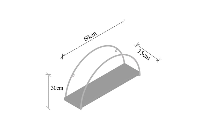 Achene Vägghylla 60x15 cm Hylla - Svart/Mörkbrun - Förvaring - Köksförvaring - Kökshylla