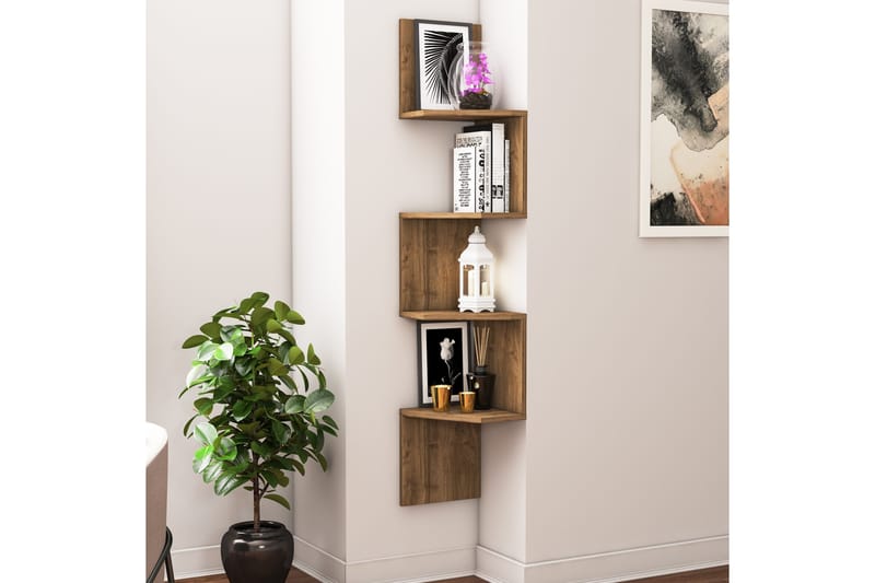 Achnas Vägghylla 30x30 cm 4 Hyllor - Mörkbrun - Förvaring - Köksförvaring - Kökshylla