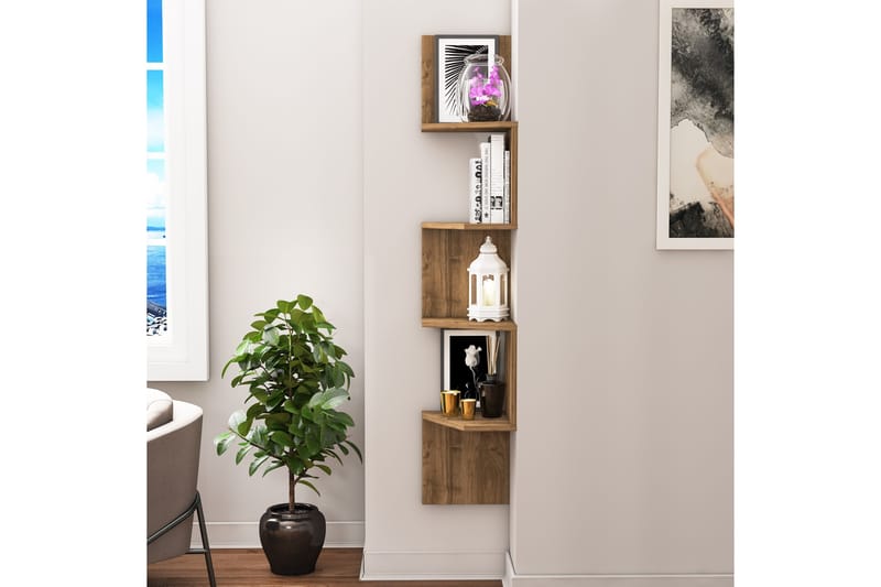 Achnas Vägghylla 30x30 cm 4 Hyllor - Mörkbrun - Förvaring - Köksförvaring - Kökshylla