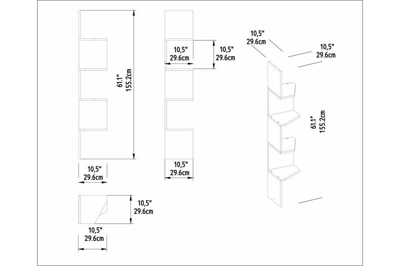 Achnas Vägghylla 30x30 cm 4 Hyllor - Mörkbrun - Förvaring - Köksförvaring - Kökshylla