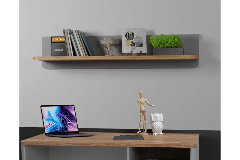 Ahmetbay Vägghylla 22x110 cm - Grå/Brun - Förvaring - Köksförvaring - Kökshylla