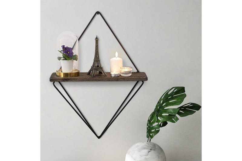 Amstelveen Vägghylla 15x27 cm - Svart/Valnöt - Förvaring - Köksförvaring - Kökshylla