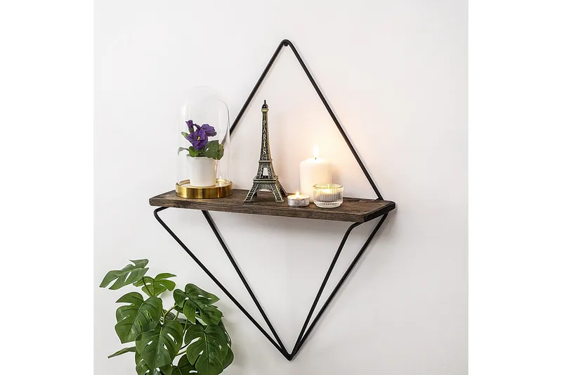 Amstelveen Vägghylla 15x27 cm, Svart/Valnöt