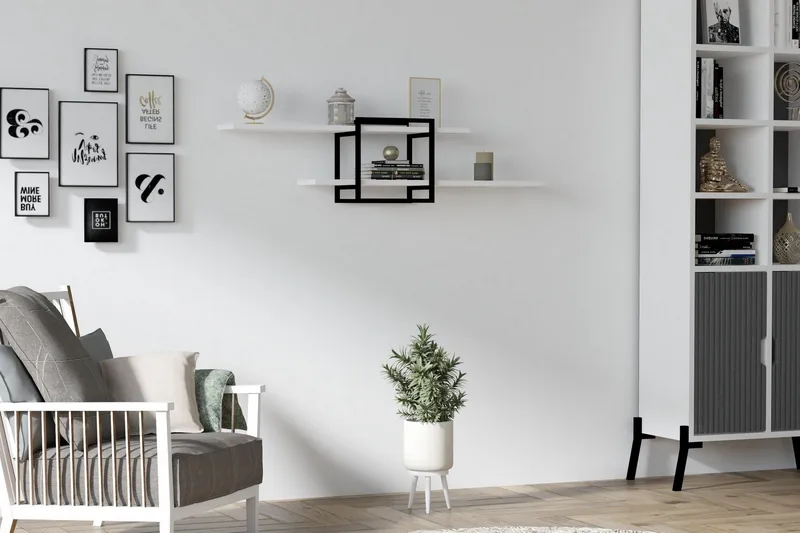 Andifli Vägghylla 120x30 cm - Vit - Förvaring - Köksförvaring - Kökshylla