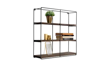 Apricus Vägghylla 60x15 cm 3 Hyllor - Svart/Mörkbrun - Förvaring - Köksförvaring - Kökshylla