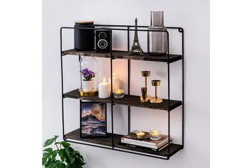 Apricus Vägghylla 60x15 cm 3 Hyllor - Svart/Mörkbrun - Förvaring - Köksförvaring - Kökshylla