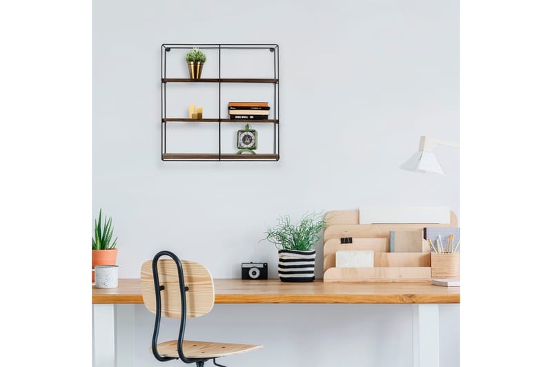 Apricus Vägghylla 60x15 cm 3 Hyllor - Svart/Mörkbrun - Förvaring - Köksförvaring - Kökshylla