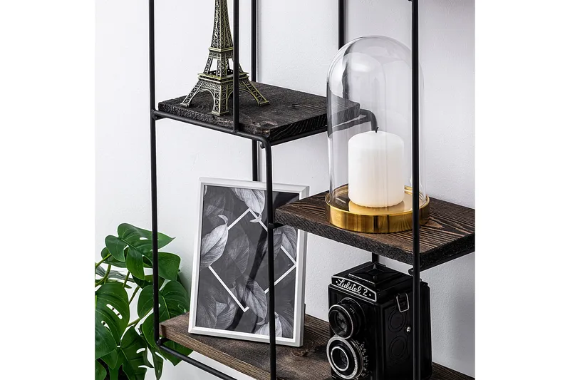 Bingdi Vägghylla 60x15 cm 4 Hyllor - Svart/Mörkbrun - Förvaring - Köksförvaring - Kökshylla