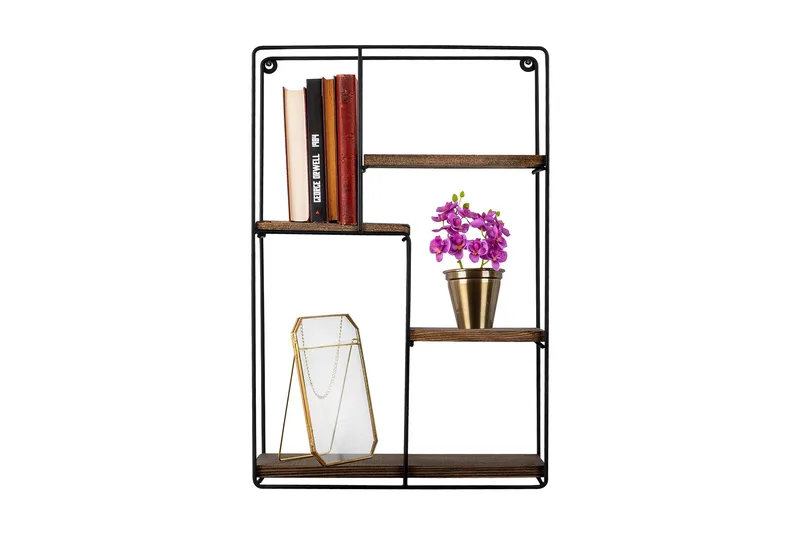 Bingdi Vägghylla 60x15 cm 4 Hyllor - Svart/Mörkbrun - Förvaring - Köksförvaring - Kökshylla