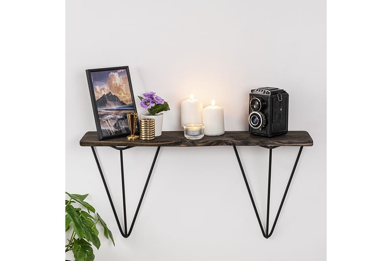 BOEKLO Vägghylla 15x60 cm Svart/Valnöt - Förvaring - Köksförvaring - Kökshylla