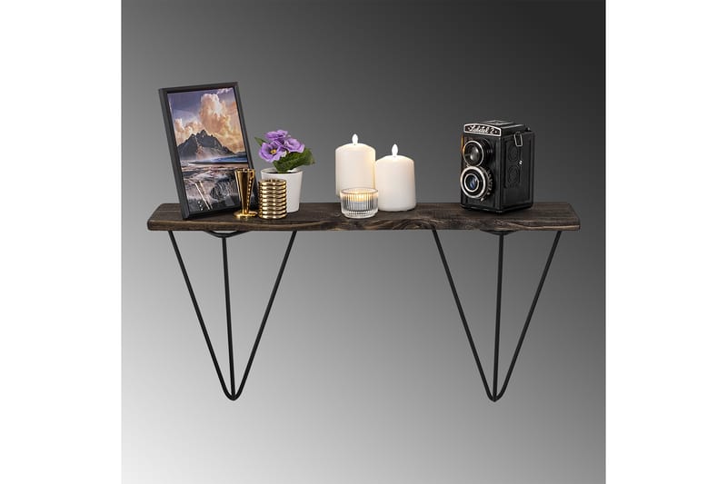 BOEKLO Vägghylla 15x60 cm Svart/Valnöt - Förvaring - Köksförvaring - Kökshylla