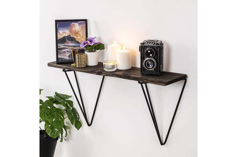 BOEKLO Vägghylla 15x60 cm Svart/Valnöt - Förvaring - Köksförvaring - Kökshylla