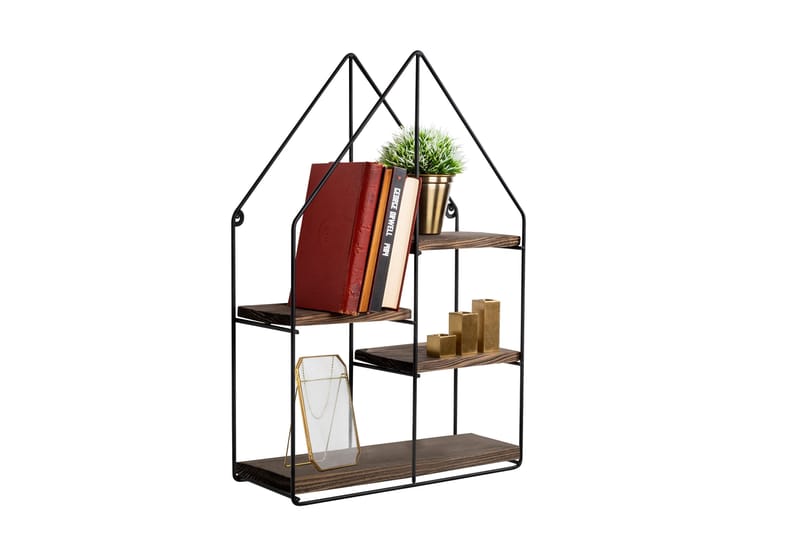 Catesbaei Vägghylla 60x15 cm 4 Hyllor - Svart/Mörkbrun - Förvaring - Köksförvaring - Kökshylla