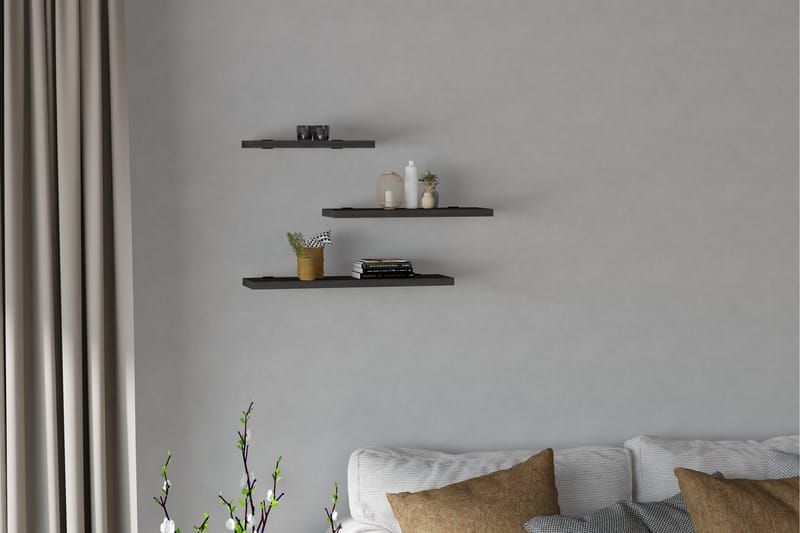 CAYDE Vägghylla 2x30 cm 3-pack Antracit - Förvaring - Köksförvaring - Kökshylla