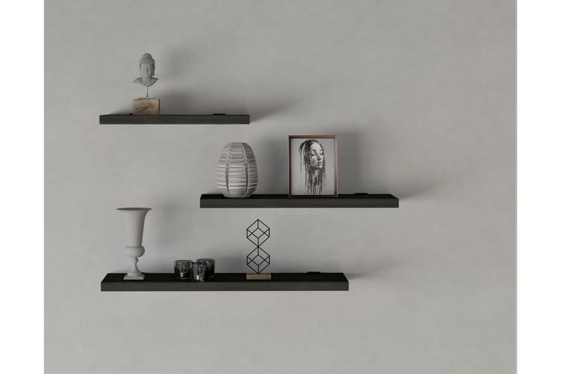 CAYDE Vägghylla 2x30 cm 3-pack Antracit - Förvaring - Köksförvaring - Kökshylla