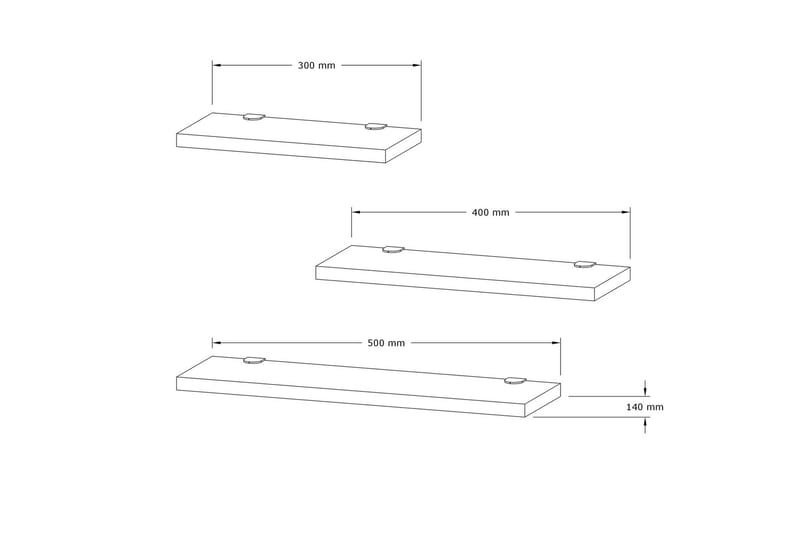 CAYDE Vägghylla 2x30 cm 3-pack Antracit - Vägghylla - Kökshylla