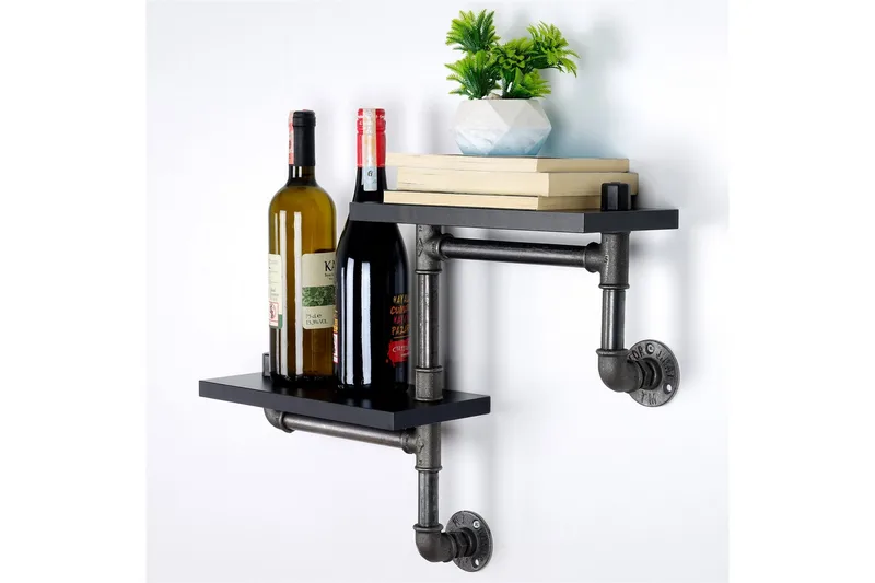 Chandina Vägghylla 56x13 cm 2 Hyllor - Svart - Förvaring - Köksförvaring - Kökshylla