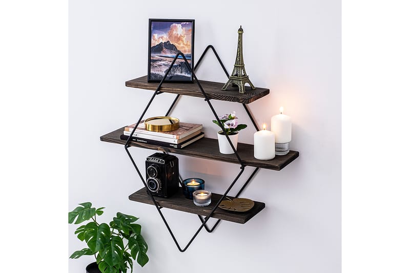 CHEIRI Vägghylla 60x15 cm 3 Hyllor Svart/Mörkbrun - Förvaring - Köksförvaring - Kökshylla