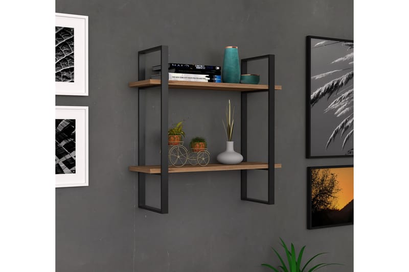 CIPOLETTA Vägghylla 70x22 cm 2 Hyllor Brun - Förvaring - Köksförvaring - Kökshylla
