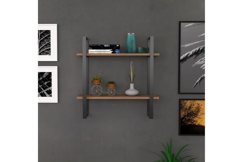 CIPOLETTA Vägghylla 70x22 cm 2 Hyllor Brun - Förvaring - Köksförvaring - Kökshylla