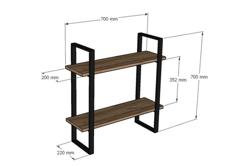 CIPOLETTA Vägghylla 70x22 cm 2 Hyllor Brun - Förvaring - Köksförvaring - Kökshylla