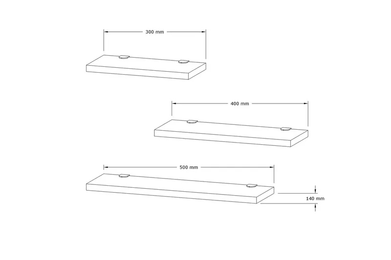 Cordin Vägghylla 2x30 cm 3-pack - Vit - Förvaring - Köksförvaring - Kökshylla