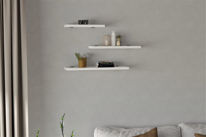 Cordin Vägghylla 2x30 cm 3-pack, Vit