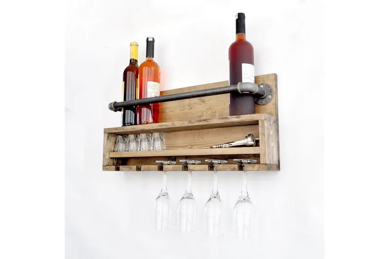 Crystalann Vägghylla 60 cm - Valnöt/Svart - Förvaring - Köksförvaring - Kökshylla