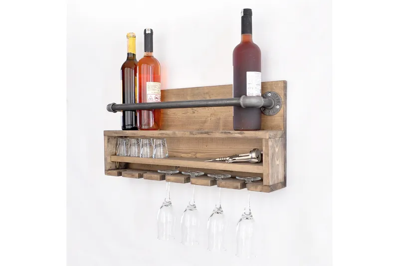 Crystalann Vägghylla 60 cm - Valnöt/Svart - Förvaring - Köksförvaring - Kökshylla