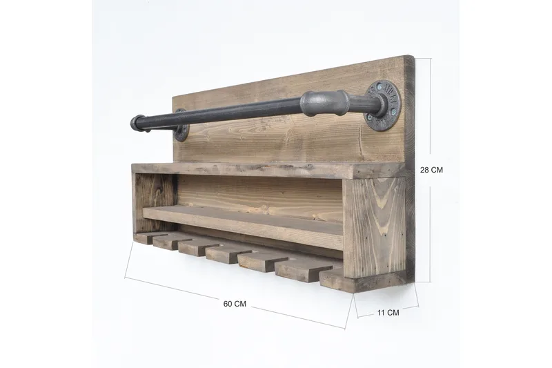 Crystalann Vägghylla 60 cm - Valnöt/Svart - Förvaring - Köksförvaring - Kökshylla