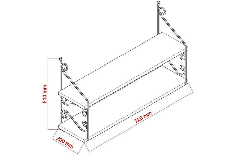 Decormet Vägghylla 2 Hyllor - Mörkbrun - Förvaring - Köksförvaring - Kökshylla