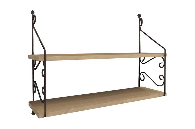 Decormet Vägghylla 2 Hyllor, Mörkbrun