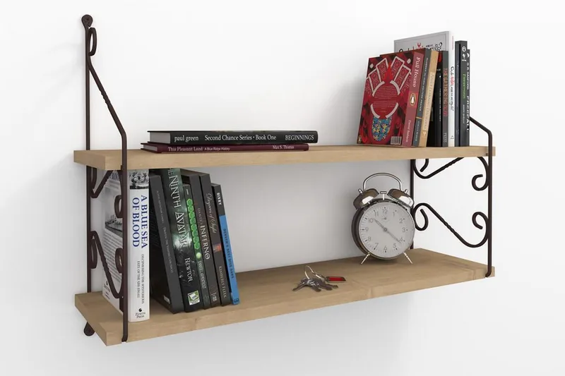 Decormet Vägghylla 2 Hyllor - Mörkbrun - Förvaring - Köksförvaring - Kökshylla