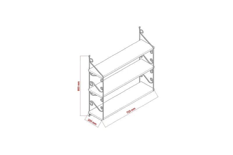 Decormet Vägghylla 3 Hyllor - Vit/Svart - Förvaring - Köksförvaring - Kökshylla