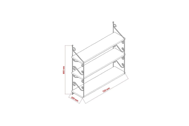 Decormet Vägghylla 3 Hyllor - Vit/Svart - Förvaring - Köksförvaring - Kökshylla