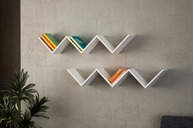 Decormet Vägghylla W-form, Vit/Orange