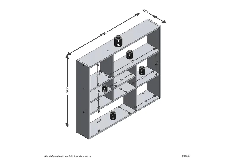 Delphie Vägghylla 90 cm - Brun/Vit - Förvaring - Köksförvaring - Kökshylla