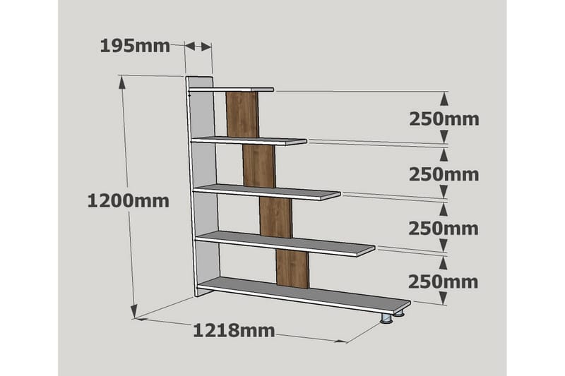 Elegancia Bokhylla 120 cm i Mörkt Trä - Vit|Brun - Förvaring - Hyllor - Bokhylla