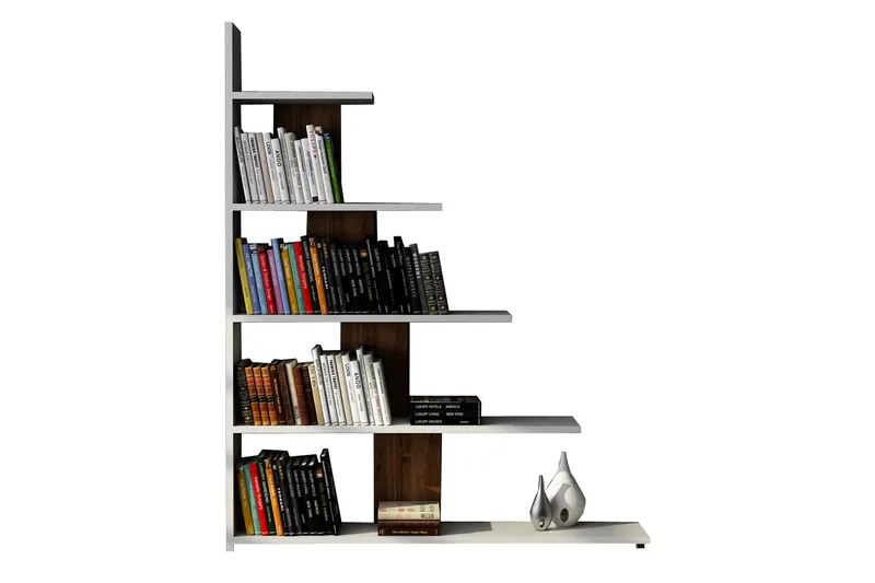 Elegancia Bokhylla, Vit/Valnöt