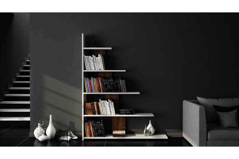 Elegancia Bokhylla - Vit/Valnöt - Förvaring - Köksförvaring - Kökshylla