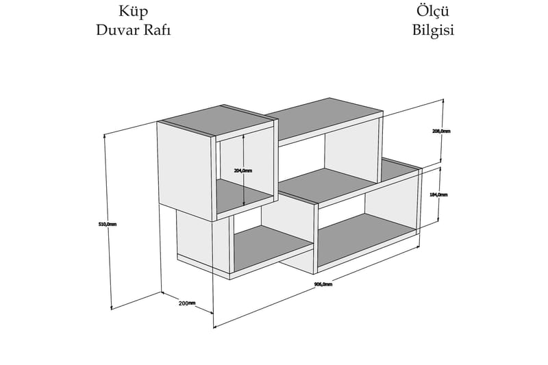 ERIKSON Vägghylla Vit/Mörkgrå - Vit/Mörkgrå - Vägghylla - Kökshylla